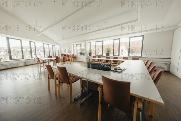 Bright conference room with minimalistic design and large windows, Gechingen Town Hall, Calw District, Germany