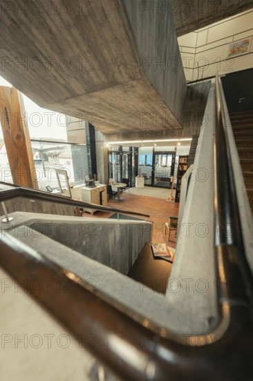 Modern staircase design with lots of light and architectural elegance, Gechingen Town Hall, Calw district, Germany