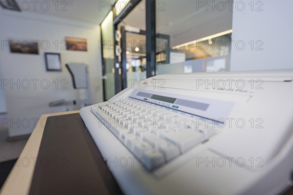 Close-up of a typewriter in a modern office, Gechingen Town Hall, Calw district, Germany