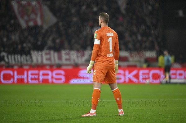 Goalkeeper Marvin Schwäbe 1. FC Köln KOE (01) from behind Football Bundesliga, MHPArena, MHP Arena Stuttgart, Baden-Württemberg, Germany