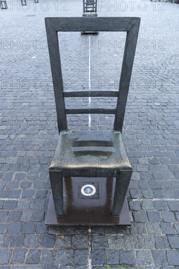 The sixty chairs memorial on the grounds of the Jewish ghetto, Krakow, Poland