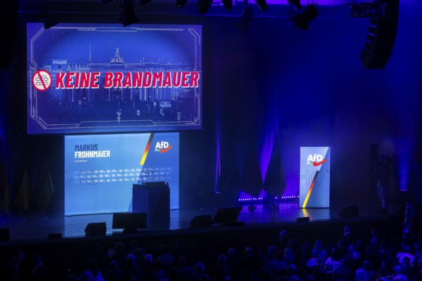 Campaign rally for the state election of the AfD party in the Congress Center Pforzheim CCP. Markus Frohnmaier is a leading candidate for the post of prime minister. Pforzheim, Baden-Württemberg, Germany