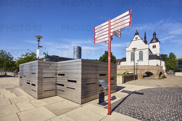 Guide to Mülheim, Rheinpark, Tanzbrunnen, Rheinhallen, Cathedral and Central Station and Poll, Poller Wiesen, Deutz Harbour and Deutz Bridge, Alt St. Heribert Church, high-rise building, general architecture, lantern, trees, blue sky, cirrus clouds, Urbanstraße, Kennedy-Ufer, Cologne, district-free city, North Rhine-Westphalia, Germany