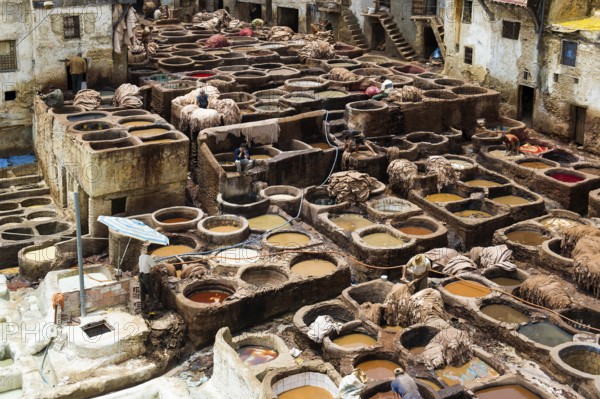 Chouwara tanning and dyeing district, Fez El Bali, Medina, UNESCO World Heritage Site, Fez, Morocco