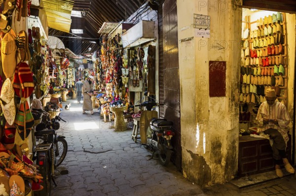Alley with shops, Souk, Marrakech, Morocco