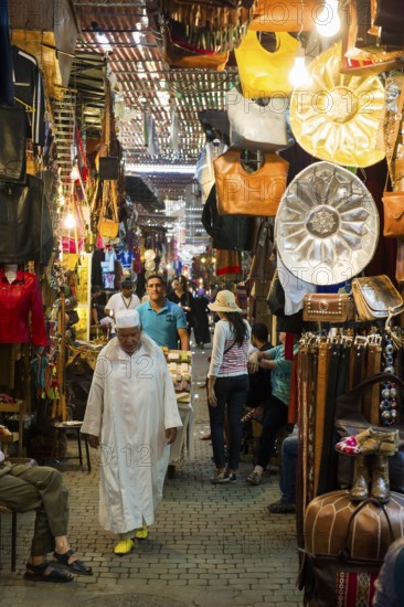 Alley with shops, Souk, Marrakech, Morocco