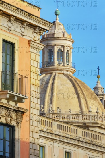 View of the dome of Badia di Sant'Agata church, Catania, Sicily, Italy