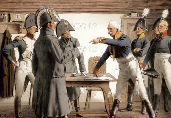 The Capitulation of Blucher at Ratkau on 7 November 1806, Germany, Napoleonic Wars, historical painting