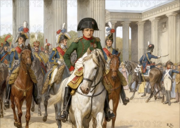 Arrival of Napoleon I in Berlin on October 27, 1806, Napoleonic Wars, historical painting