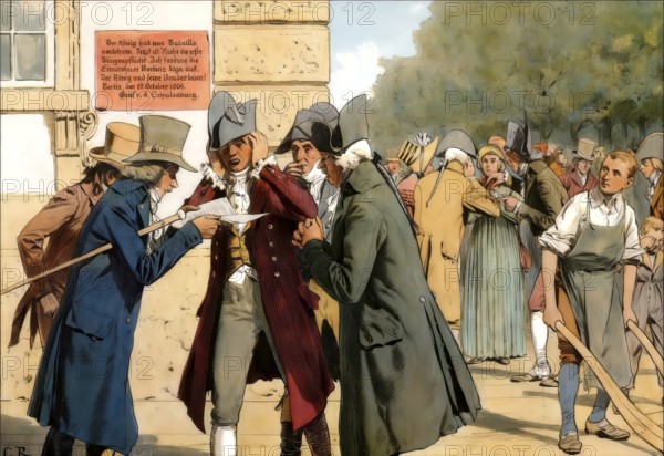 Contemplating the defeat at Jena and Auerstaedt in Berlin, Napoleonic Wars, 1806, historical painting