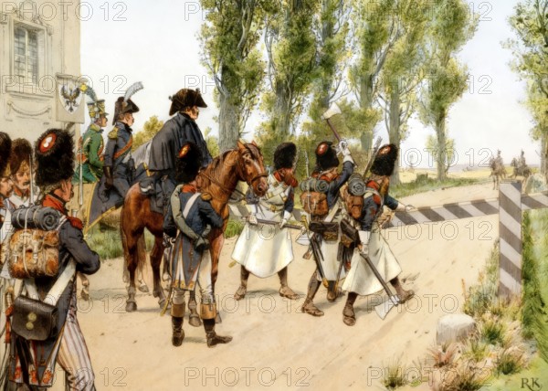 The French troops of Napoleon I commanded by General Kellermann exceed Sickershausen the Prussian territory in October of 1805