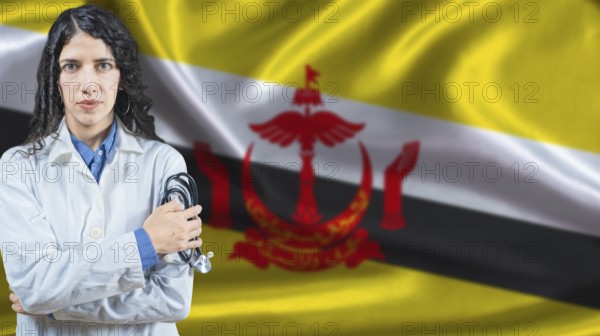 Bruneian national health system, Medical professional on Brunei flag background