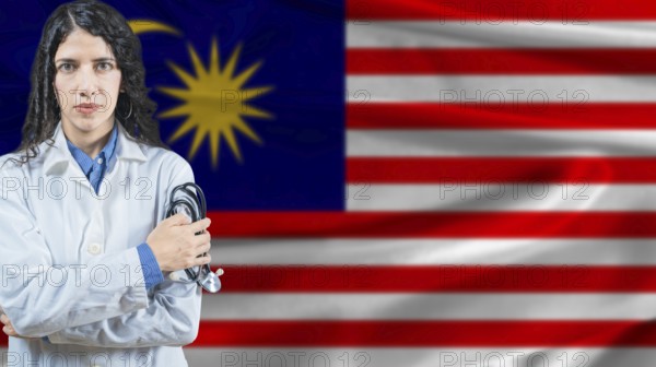 Malaysian national health system, Medical professional on Malaysia flag background