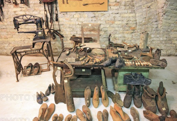 Museo della Civiltà Contadina, farmer's museum, shoemaker's workshop, La Rocca, Novellara Castle, Emilia-Romagna, Italy