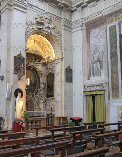 Interior of the Santo Stefano Collegiate Church in the town of Novellara, Emilia-Romagna, Italy