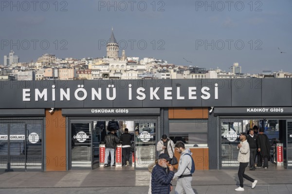 Istanbul, Turkey. December 2nd 2025. Eminonu ferry terminal on the Golden Horn, ferries arrive and depart between Uskudar on the Asian side of the Bosphorus and the European side