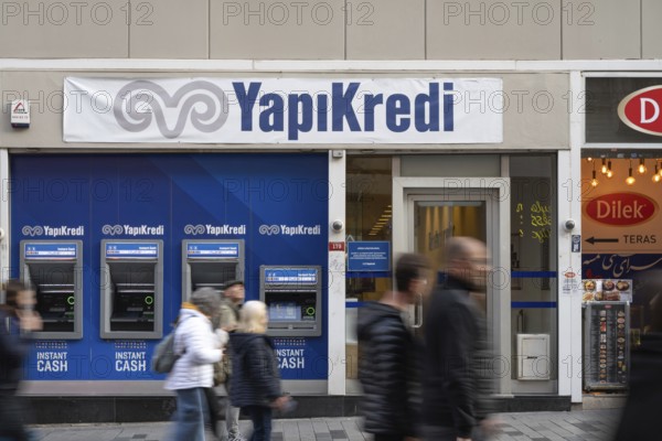 Istanbul, Turkey. December 2nd 2025. A branch of Turkish bank Yapi Kredi a nationwide commercial bank, Istiklal Street, Taksim in central Istanbul