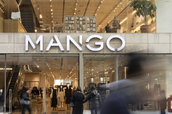 Istanbul, Turkey. December 2nd 2025. Brand and logo of a store front of Mango a Spanish owned fast-fashion outlet, busy with shoppers along Istiklal Street, near Takism, Istanbul, Turkey