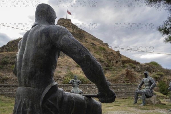 Gori, Georgia. September 9th 2025. Sculptures of Memorial of Georgian Warrior Heroes at the Foot of Gori Fortress, City of Gori, Georgia