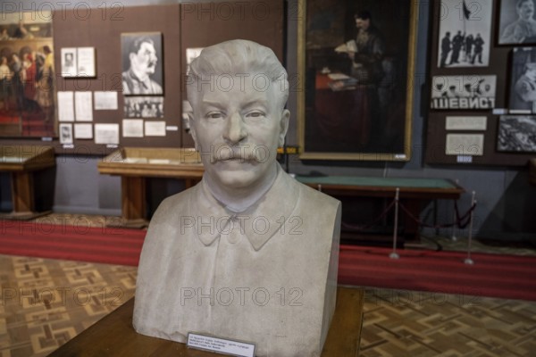 Gori, Georgia. September 9th 2025. A marble bust of Joseph Vissarionovich Stalin, Soviet politician and revolutionary who led the Soviet Union from 1924 until 1953 an exhibit in the Stalin Museum, Gori, Georgia
