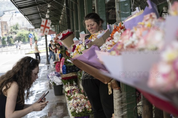 Tbilisi, Georgia. July 11th 2025. The popular Tbilisi Flower Market at Vekua Street, near Liberty Square in the Old Town of the Georgian Capital, Georgia