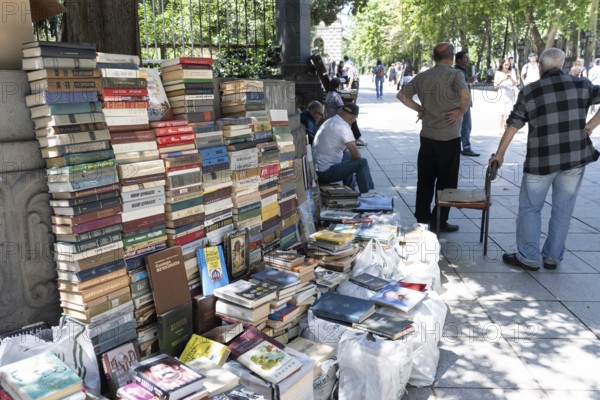 Tbilisi, Georgia. July 7th 2025. Secondhand books for sale along Shota Rustaveli Avenue, the central avenue in Tbilisi named after the medieval Georgian poet, Shota Rustaveli