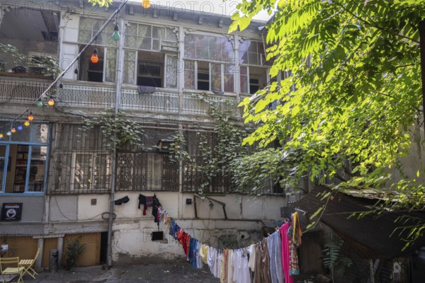 Tbilisi, Georgia. July 29th 2025. The courtyard of a traditional Georgian house in Tbilisi old Town, known for its heritage houses. Georgia