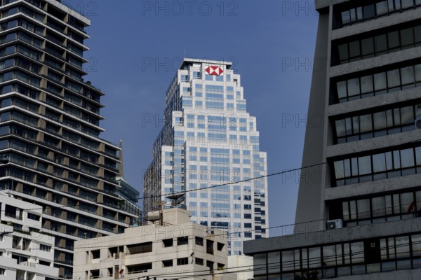 HSBC Bank, Lumpini head office building in the Si Lom business district of Bangkok, Thailand