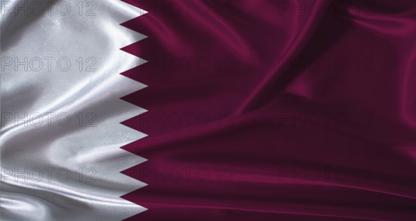 National flag of Qatar with cloth texture. Qatar flag with realistic texture background