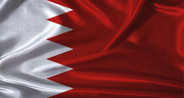 National flag of Bahrain with cloth texture. Bahrain flag with realistic texture background