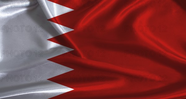 Bahrain flag with cloth textured background. National flag of Bahrain with realistic texture