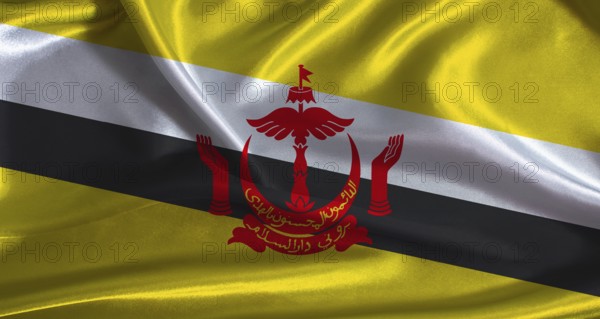Brunei flag with cloth textured background. National flag of Brunei with realistic texture