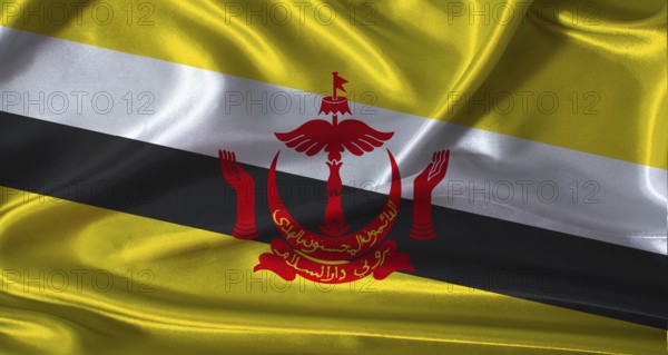 National flag of Brunei with cloth texture. Brunei flag with realistic texture background