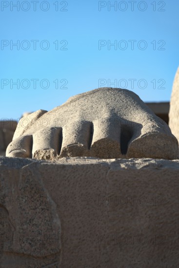 Luxor, Egypt. December 13th 2022 Part of a statue of the fallen Ozymandias Colossus, at the Ramesseum, a memorial temple for Pharaoh Ramesses II, made famous by the poet Percy Bysshe Shelley. Located on the West bank of the River Nile, Luxor, Egypt