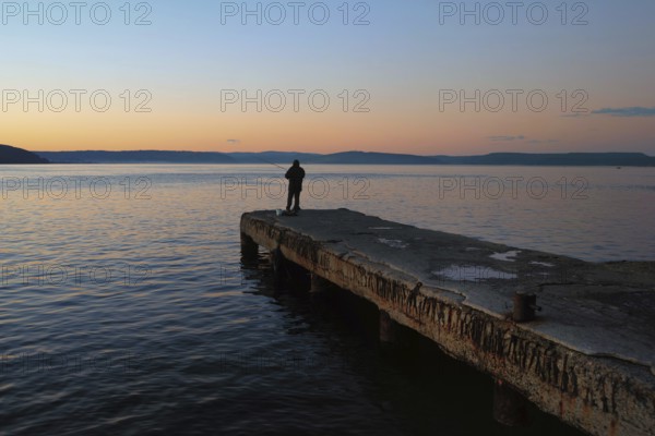 Beautiful sunset panorama of the Dardanelles and Gallipoli Peninsular from Canakkale harbour