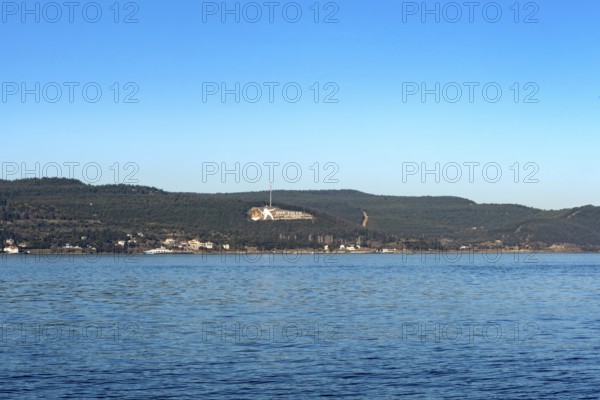 Canakkale, Turkey. 19th February 2022 Turkish War memorial to the dead on the Gallipoli Peninsular, the Dardanelles near Canakkale, Ecebat, Turkey