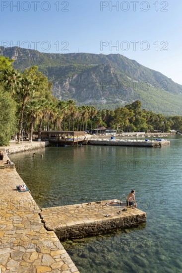 Akyaka, Mugla, Turkey. September 8th 2022 Swimming promenade on the Gulf of Gokova and Akyaka beach near the popular tourist resort of Marmaris, Mugla province. The Turkish Riviera, south west Turkey