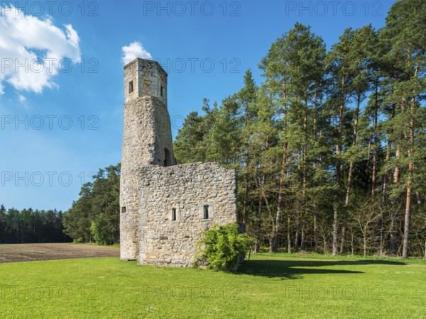 The ruins of the Circle Chapel, also Circle Chapel, church ruins near Dentlein am Forst, Middle Franconia, Bavaria Germany
