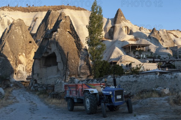 Goreme, Cappadocia, Turkey. September 18th 2018 Turkish farm village life in the cone shaped rock formations of the Anatolian landscape of Cappadocia in Central Turkey