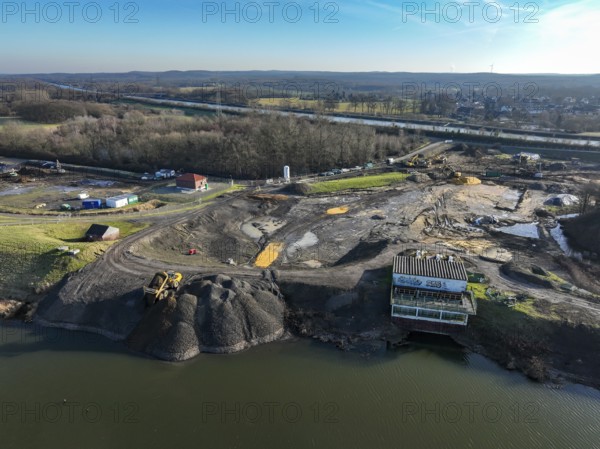 Haltern-Marl, North Rhine-Westphalia, Germany - Lippe, flood protection in the Haltern-Lippramsdorf-Marl area (HaLiMa) . Flood protection on the River Lippe by relocating the dyke and thus extending the floodplain. Work is still underway here on the south dyke