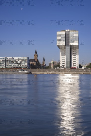 Rhein und Kranhaus Süd, Rheinauhafen, Cologne, North Rhine-Westphalia, Germany