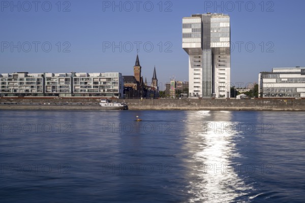 Rhein und Kranhaus Süd, Rheinauhafen, Cologne, North Rhine-Westphalia, Germany