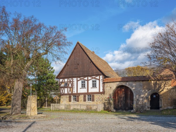 Eulensteinscher Hof, one of the oldest farms in Thuringia with residential stable house from 1599, Hohlstedt, Thuringia, Germany