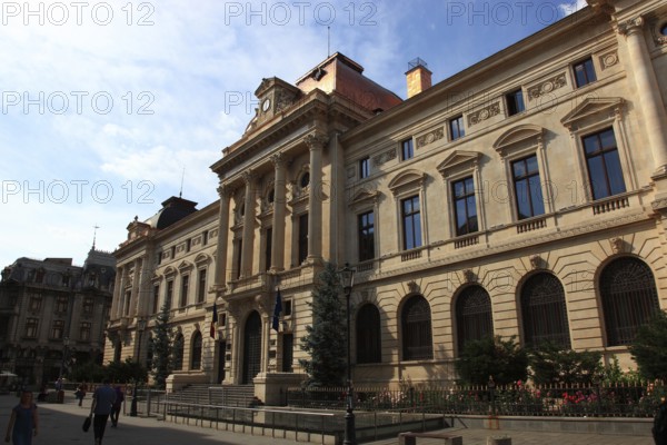 Romania, capital Bucharest, Bucuresti, Romanian National Bank building in the old town, is the country's central bank