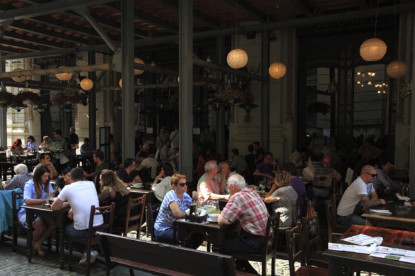 Romania, capital Bucharest, Bucuresti, restaurant in the old town, in the Lipscani district