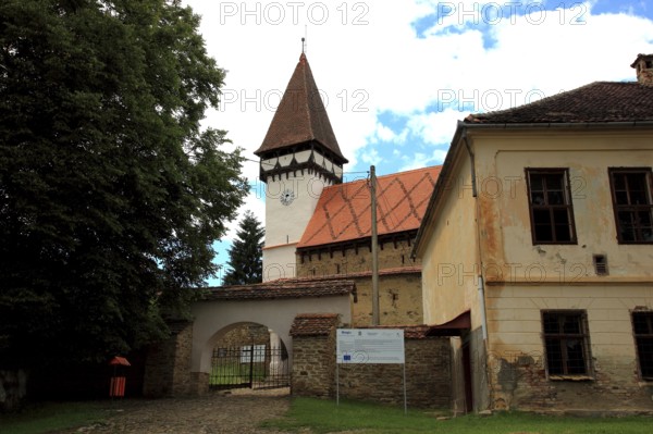 Romania, fortified church of the village of Mesendorf, Moischendref or Meschendorf, in the district of Brasov, Transylvania