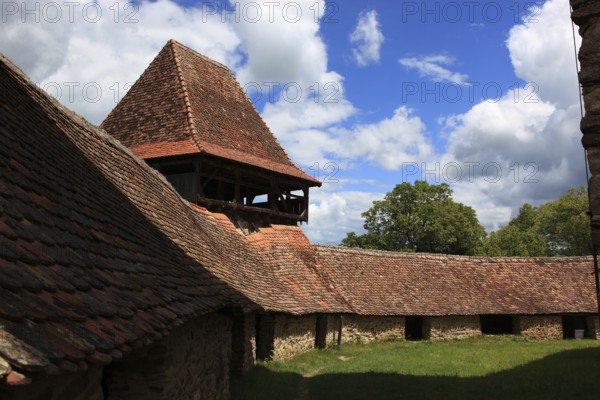 Romania, in the courtyard of the fortified church of Viscri, German German Weisskirch a town in the district of Brasov, Transylvania, UNESCO World Heritage Site
