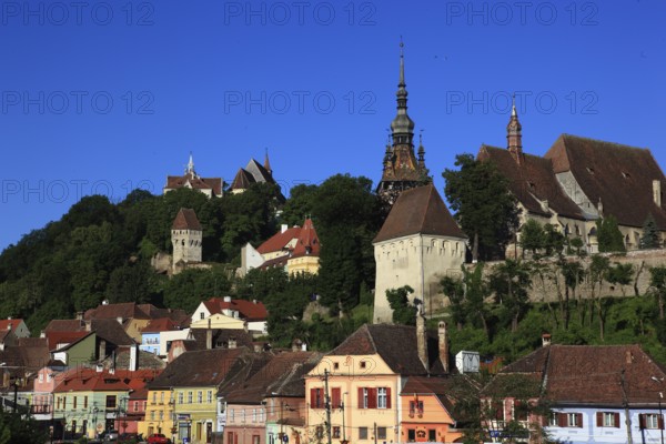 Romania, view of the upper town of the historic old town of Sighisoara, German Sighisoara, town in Mures district in Transylvania, UNESCO World Heritage Site