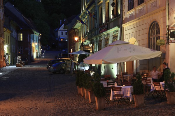Romania, restaurant in the historic old town of Sighisoara, German Sighisoara, town in Mures district in Transylvania, UNESCO World Heritage Site