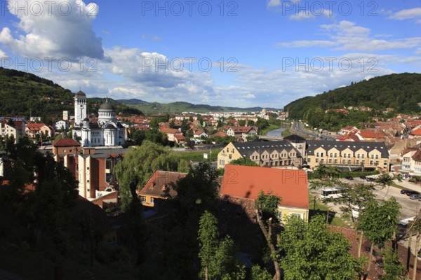 Romania, view of the town of Sighisoara from Castle Hill, German Sighisoara, town in Mures district in Transylvania, Unesco